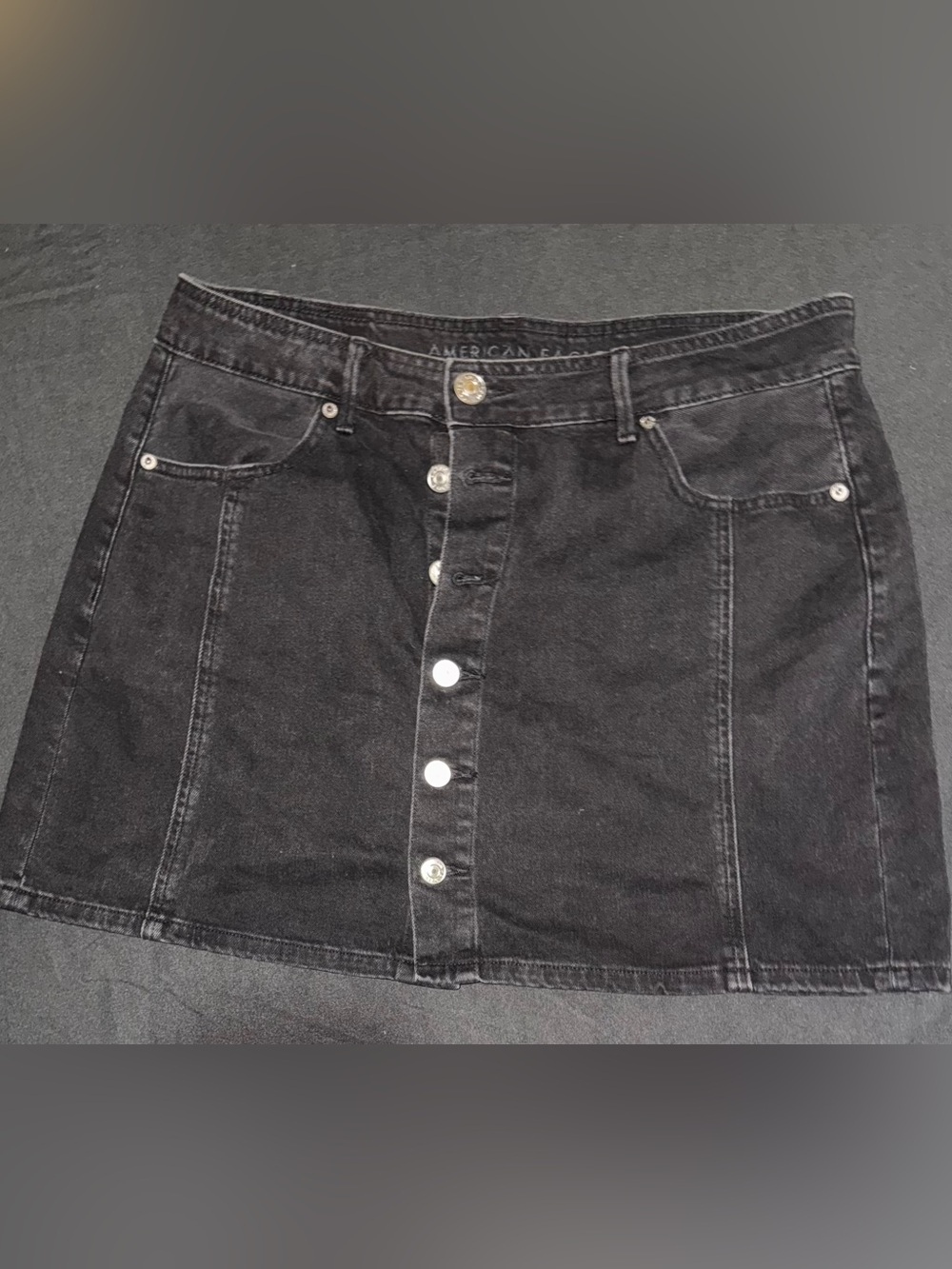American Eagle Outfitters Black Button-Front Denim Skirt